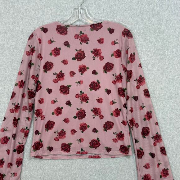 Vtg Self Esteem Babydoll Top Size XL Floral Y2K Stretch Fairy Grunge Whimsigoth - Picture 11 of 16